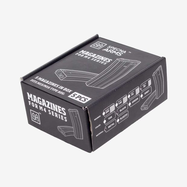 SPECNA ARMS 30R REAL CAP MAGAZINE FOR M4/M16 5 PCS BLACK