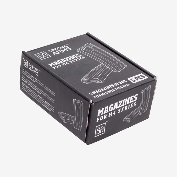 SPECNA ARMS 30R REAL CAP MAGAZINE FOR M4/M16 5 PCS BLACK