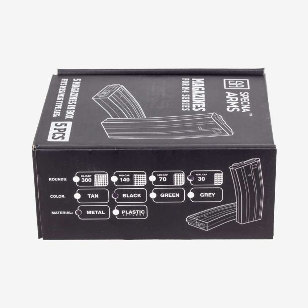 SPECNA ARMS 30R REAL CAP MAGAZINE FOR M4/M16 5 PCS BLACK